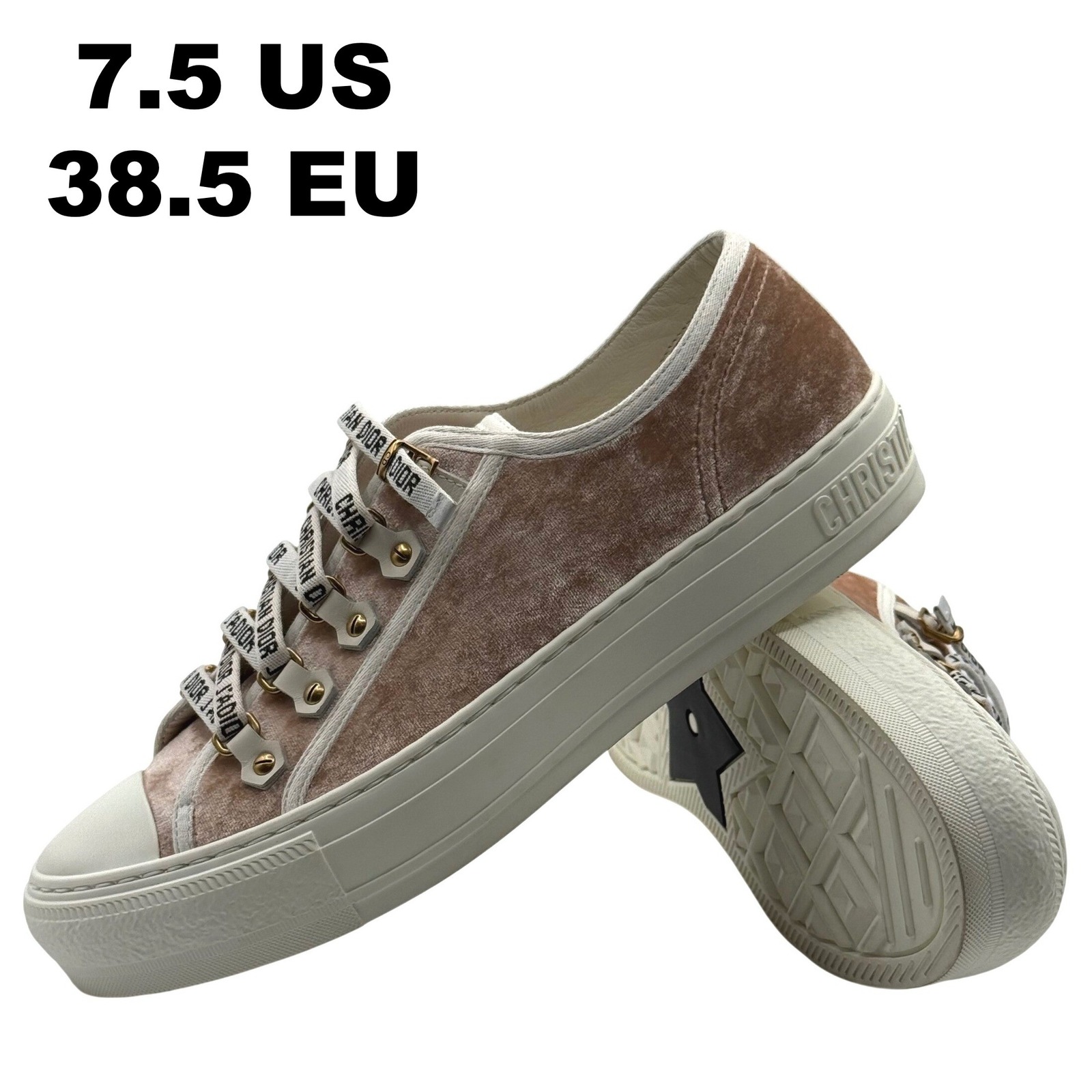 Christian Dior Walk'n'dior Women's Size 7.5 Eu 38.5 Pink Velvet Low Sneakers New